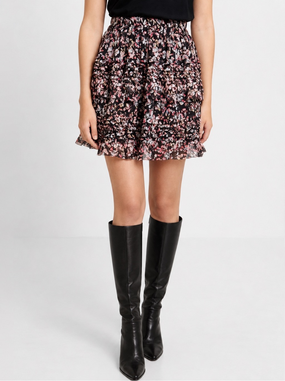 All Saints Sanse Freefall Floral Tiered Mini Skirt, size 2